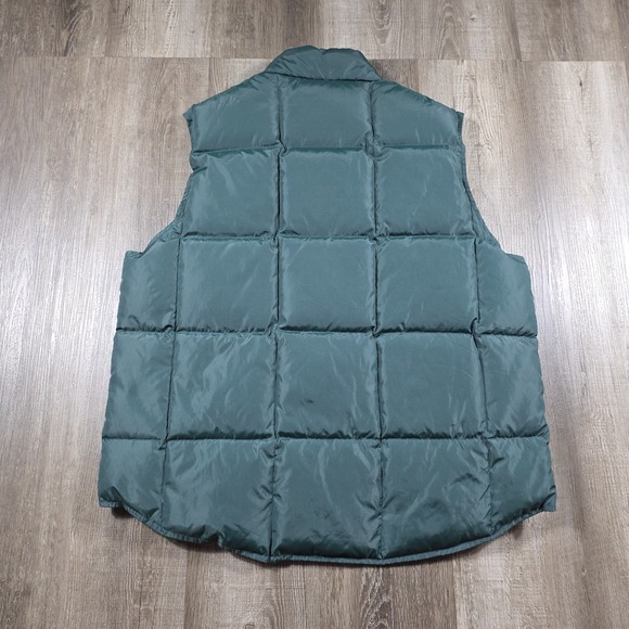 Vtg Lands End Unisex Goose Down Puffer Vest Snap Button Size Large Hunter Green - Picture 2 of 10